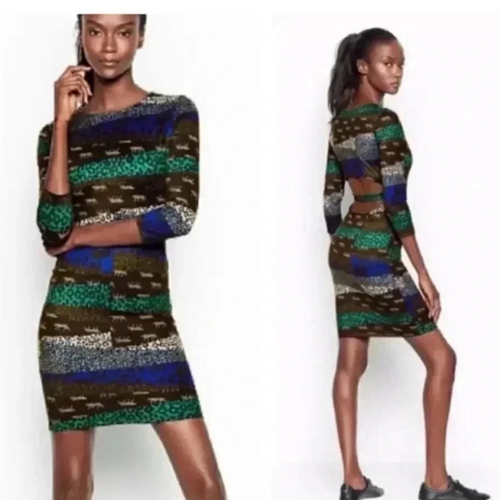Victoria Secret Sport body con open back sheath animal print dress New